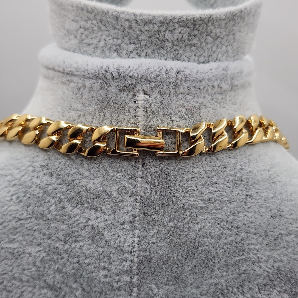Statement Monet Necklace 80s Gold Tone Curb Link Chain 16 Inch Power Dressing - Picture 4 of 7